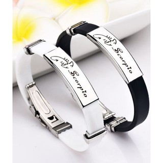 Vòng tay nam nữ chạm khắc chữ 12 cung hoàng đạo vt03 (trắng)
