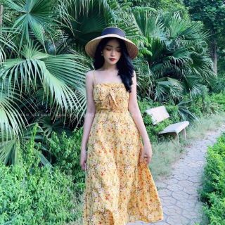 Váy hoa 2 dây nơ
