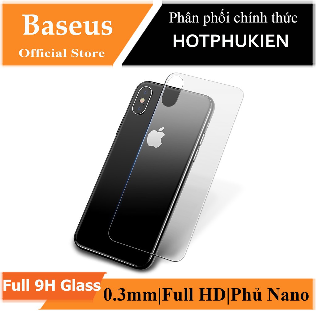 Miếng dán kính cường lực mặt sau lưng cho iPhone XS MAX hiệu BASEUS (mỏng 0.3mm, Full Glass, Full HD, Phủ Nano)