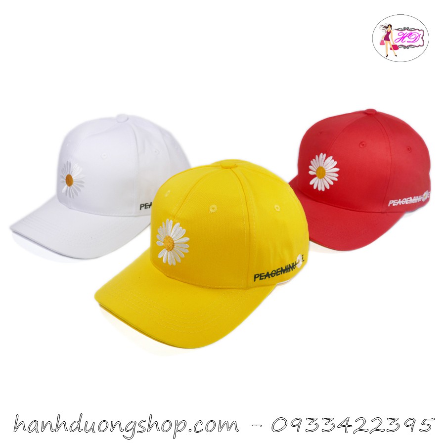 [ Hình thật khóa xịn ] Mũ lưỡi trai hoa cúc đẹp thời trang với chất liệu vải cotton thoáng mát kết hợp khóa gài cao cấp
