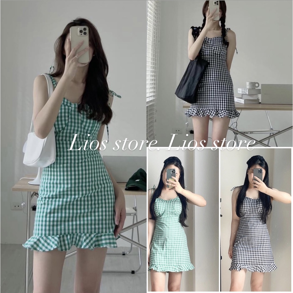 Váy 2 dây có dây điều chỉnh xinh xắn phong cách HÀn Quốc