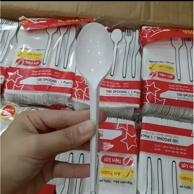 100 muỗng nhựa cao cấp dùng 1 lần Huỳnh khang