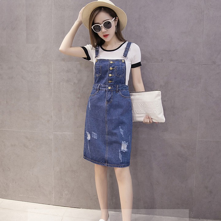 Chân Váy Yếm Jean Nữ Duyên Dáng