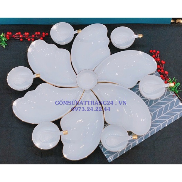 BỘ CHÉN ĐĨA SỨ BÁT TRÀNG CHÉN DĨA ĂN CAO CẤP CHÉN BÁT ĐĨA ĐẸP