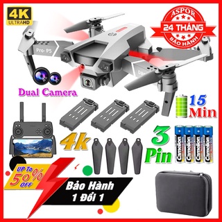 Flycam điều khiển từ xa giá rẻ p5 pro, drone 4k hd camera kép cảm biến 4 chiều thông minh pin khỏe bay xa 200m