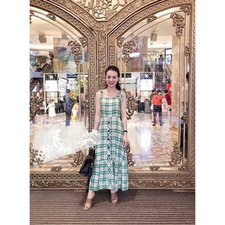 Váy Maxi kẻ xanh