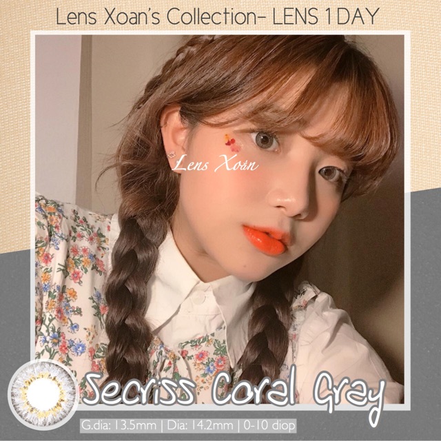 KÍNH ÁP TRÒNG 1 NGÀY SECRISS CORAL GRAY CỦA OLENS: LENS 1 DAY XÁM TÂY GIÃN NHẸ | LENS XOẮN