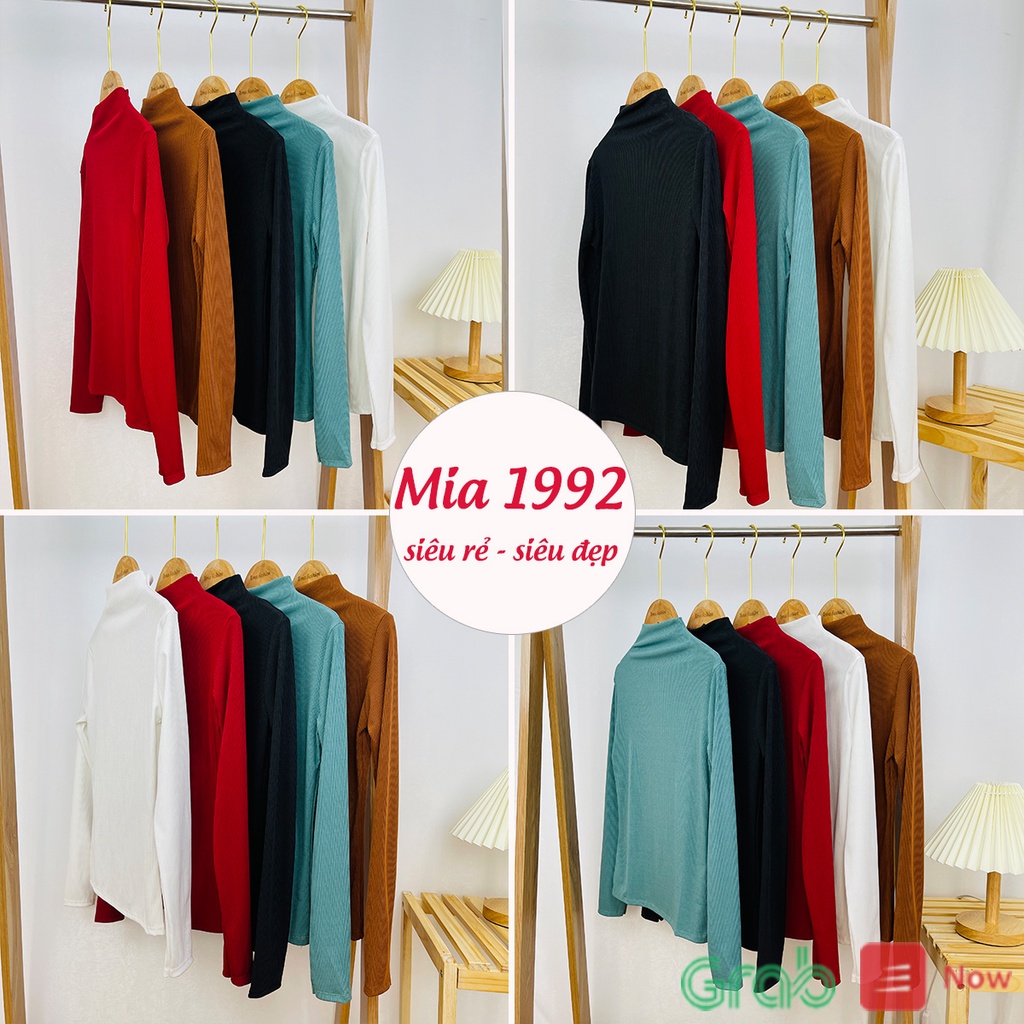 Áo thun nữ tay dài MIA 1992 - áo thun tay dài cổ lọ tăm nhung cáo cấp xịn xò form ôm basic tặng kèm tag