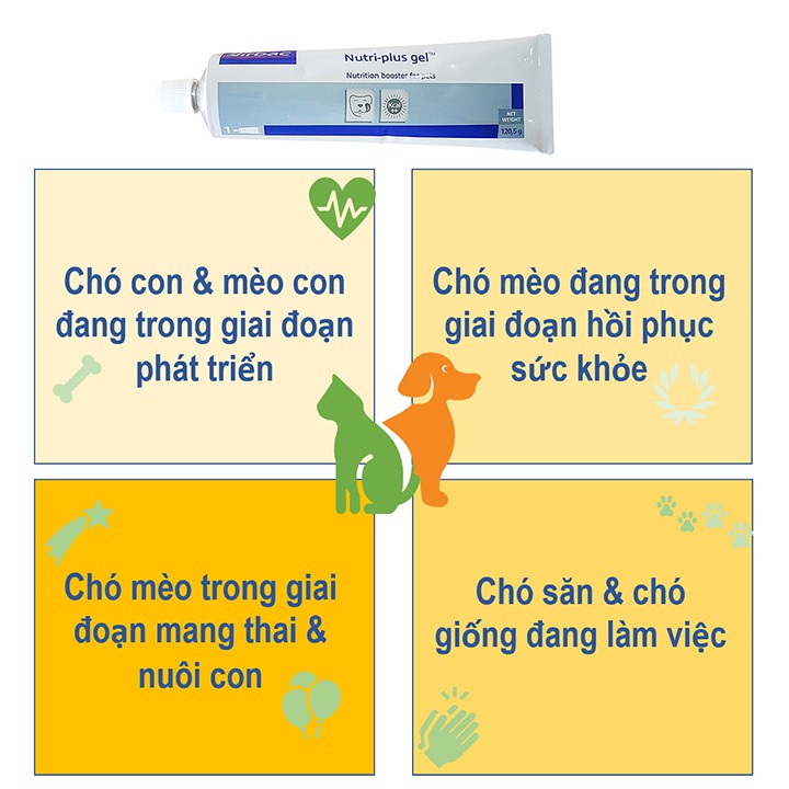 Gel ăn dinh dưỡng chó mèo Virbac Nutri-plus Gel tuýp 120.5g