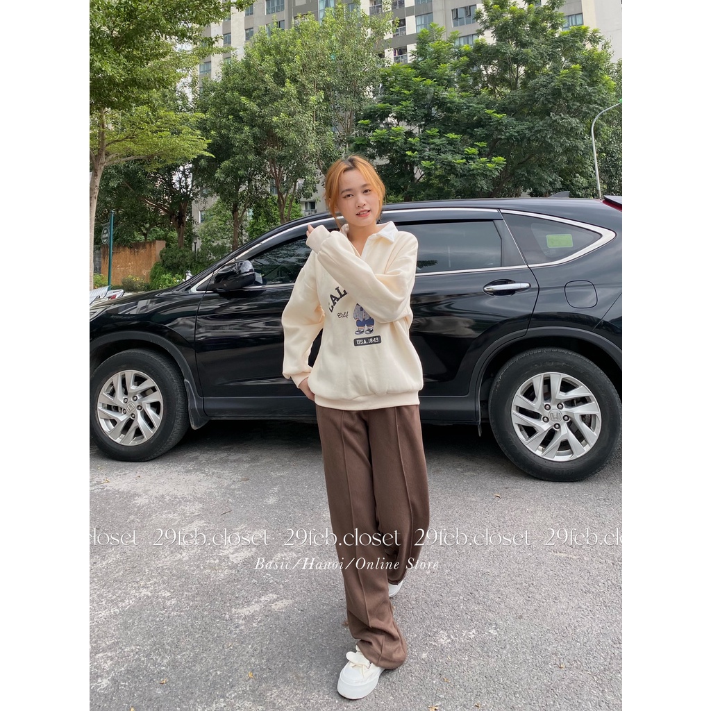 Quần suông nỉ tăm có dây rút - 29feb.closet - Q41