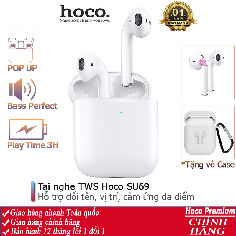 Tai nghe TWS Hoco SU69 mở Pop Up, hỗ trợ định vị, đổi tên, cảm ứng đa điểm, nhét tai bluetooth 5.0 - Chính hãng