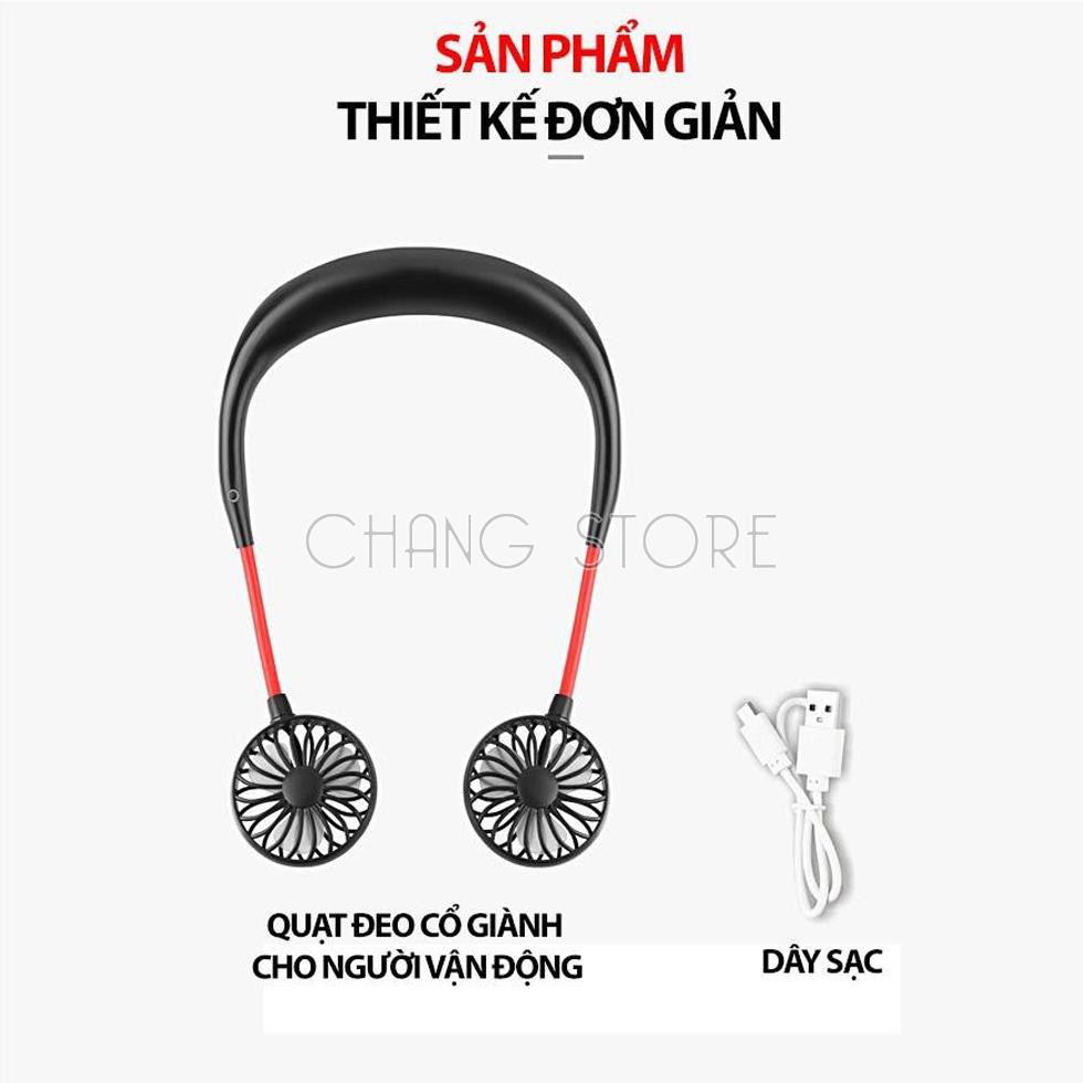 Quạt Mini Đeo Cổ Tiện Lợi Cao Cấp Cổng USB Tiện Lợi