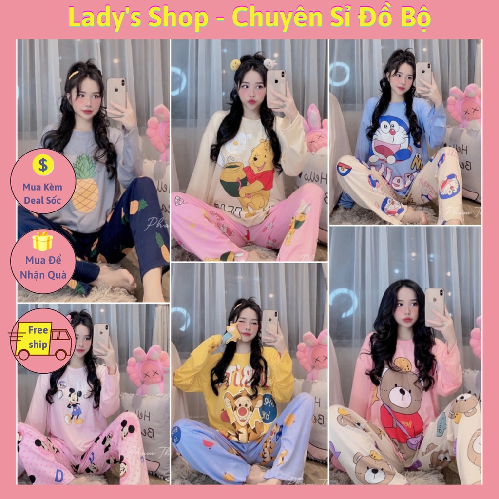 [BỘ PIJAMA] Bộ Mặc Nhà Quần Dài - Bộ Đồ Ngủ Nữ Chất Cotton Hình Dễ Thương [HÀNG CÓ SẴN] | BigBuy360 - bigbuy360.vn