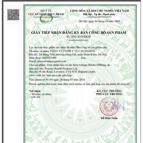 VIÊN UỐNG BỔ NÃO THOMPSON’S GINKGO 6000 MG 60 VIÊN