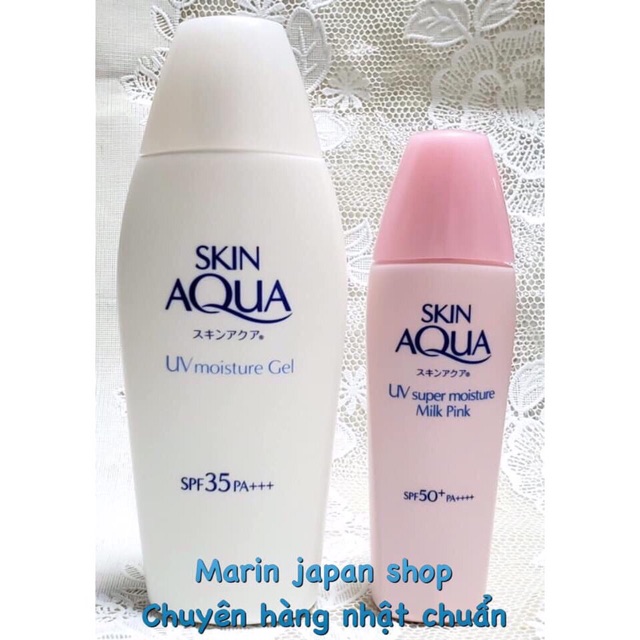 (Sale 35%)Kem chống nắng kiêm kem lót trang điểm cho mặt và body Skin Aqua màu hồng UV Super Moisture Milk Pink Nhật Bản
