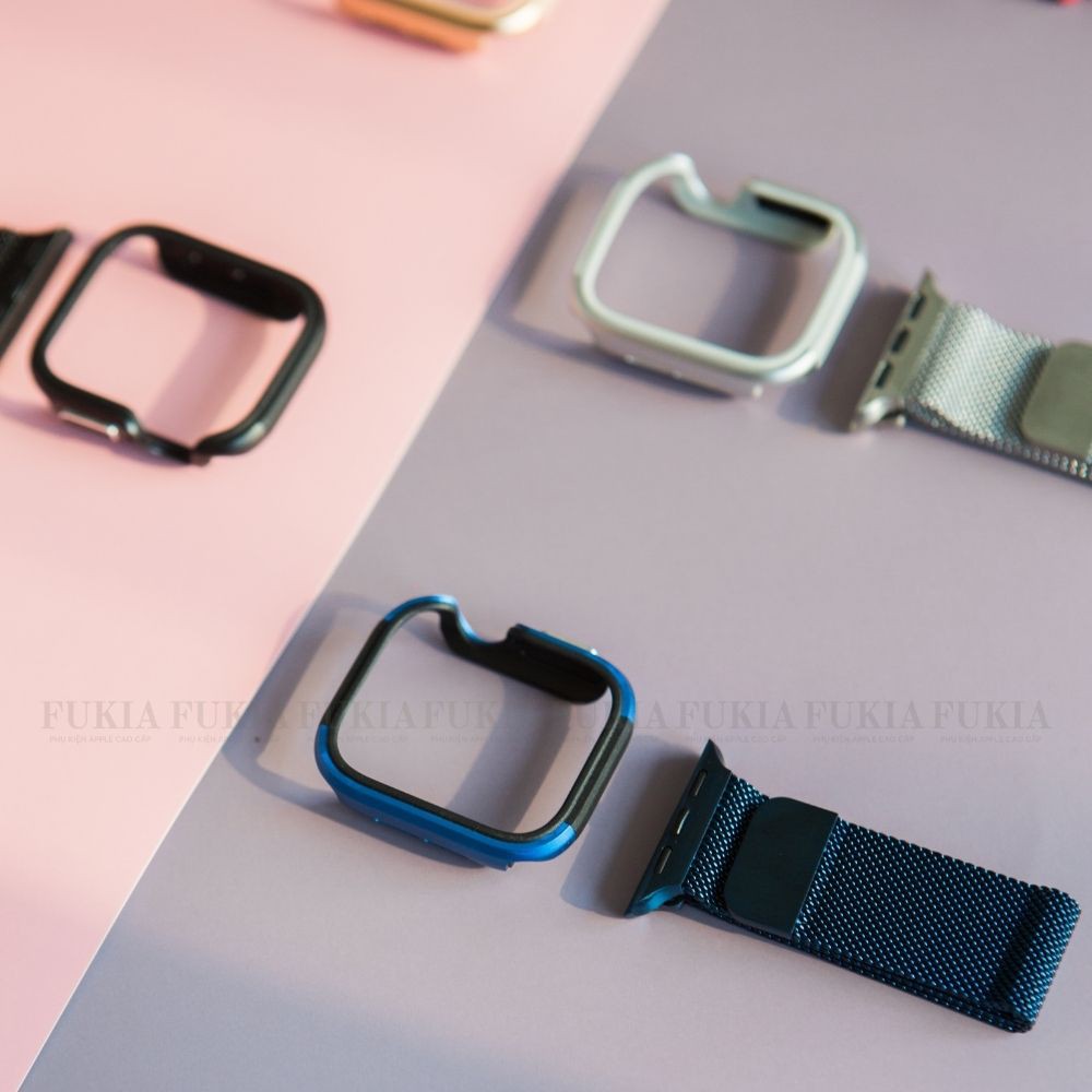 Combo dây thép và ốp viền thép dành cho Apple Watch đồng hồ thông minh Series 1/2/3/4/5/6/SE size 38/40/42/44 mm