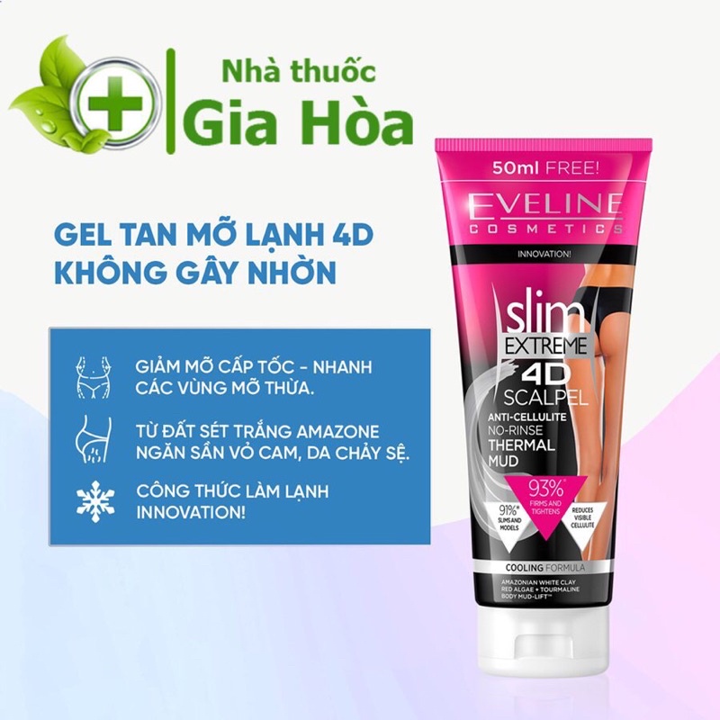 Gel massage / xoa bóp tan mỡ làm lạnh Eveline công nghệ 4D giúp cơ thể săn chắc, thon gọn (CHÍNH HÃNG)