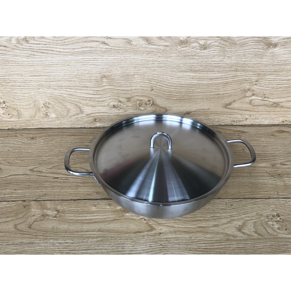 Chảo xào inox 28cm sâu lòng behome 2 quai-304