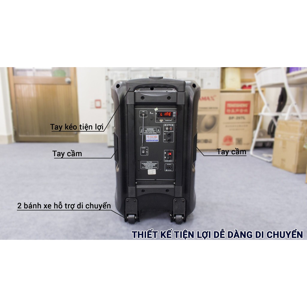 Loa kéo karaoke di động Ronamax T12  Loa kéo bluetooth hát karaoke gia đình + Tặng kèm 2 micro hút âm