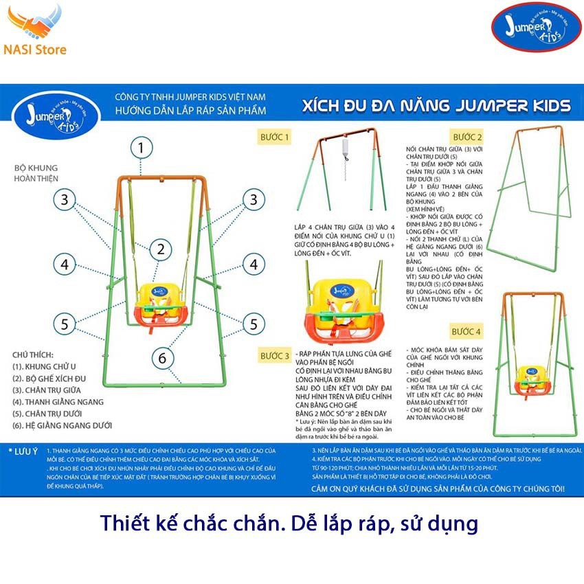 Combo Bộ Xích đu nhún nhảy tập đi Jumper Kids JPG102+ Ghế Xích đu đa năng tích hợp Bàn Ăn dặm