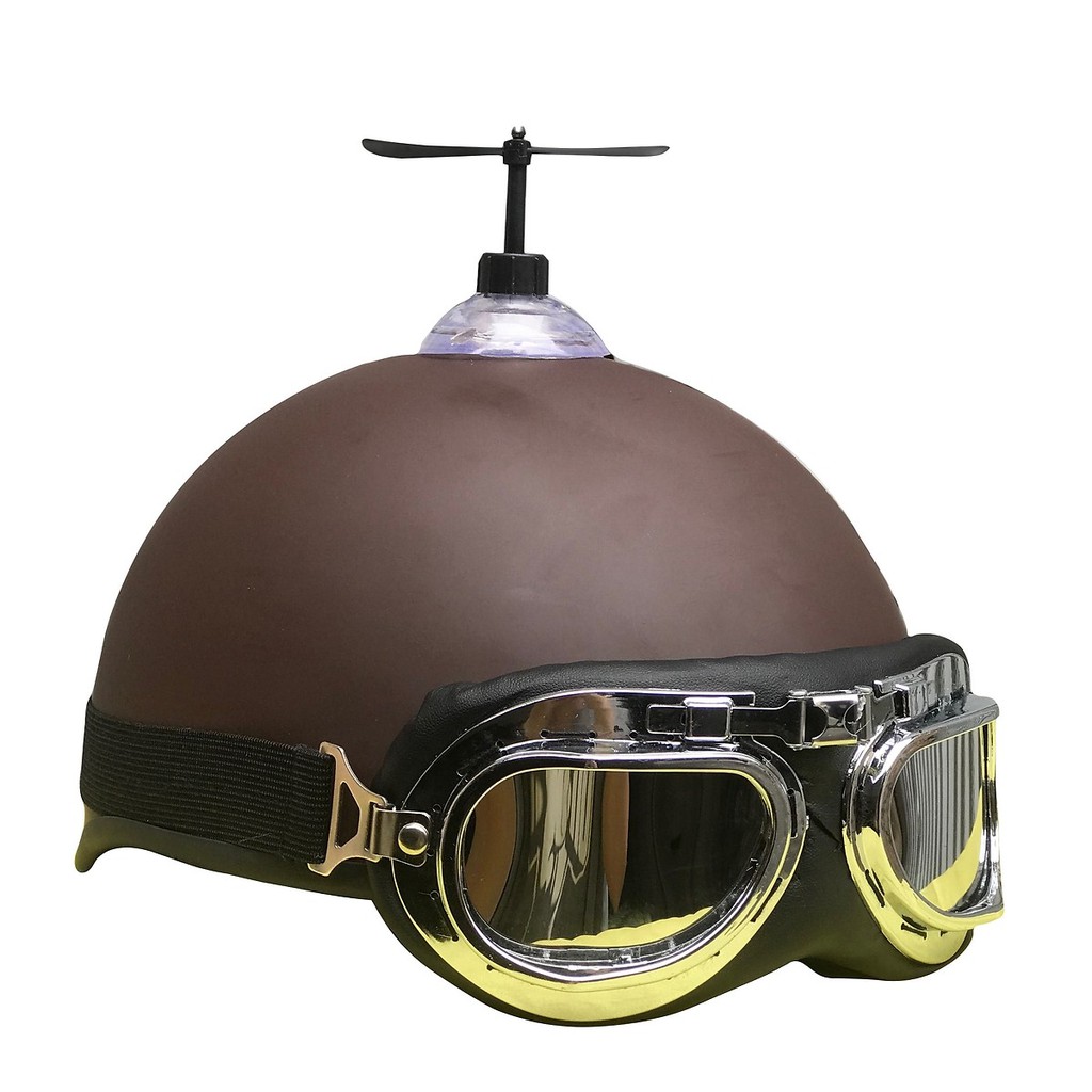 Combo 2 món: mũ bảo hiểm nửa đầu hoạ tiết GẤU NÂU+ kính PHI CÔNG