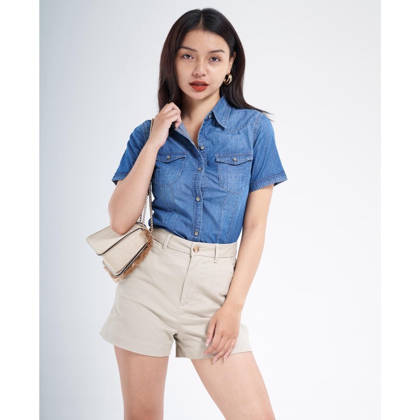 Áo sơ mi jean nữ ngắn tay MESSIJEANS SJW-709-18