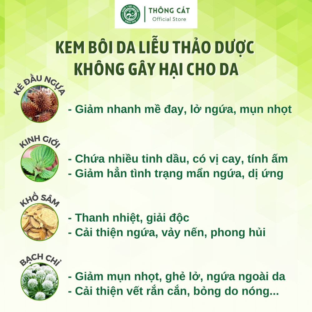 Kem bôi da liễu, dứt điểm ghẻ lở, ghẻ nước, nấm da, hắc lào Đông y gia truyền Thông Cát HIỆU QUẢ SAU 3 LẦN SỬ DỤNG