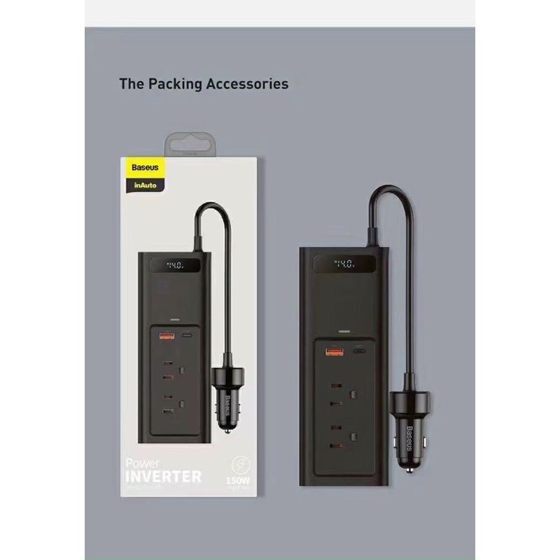 Tẩu sạc 150w Baseus Power Inverter sử dụng trên ô tô.