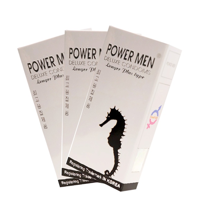 Bao Cao Su Power Men Longer Plus Type (Hộp 12C) - Dòng Bcs & Gân Gai Dọc Thân, Nhiều Gel Bôi Trơn