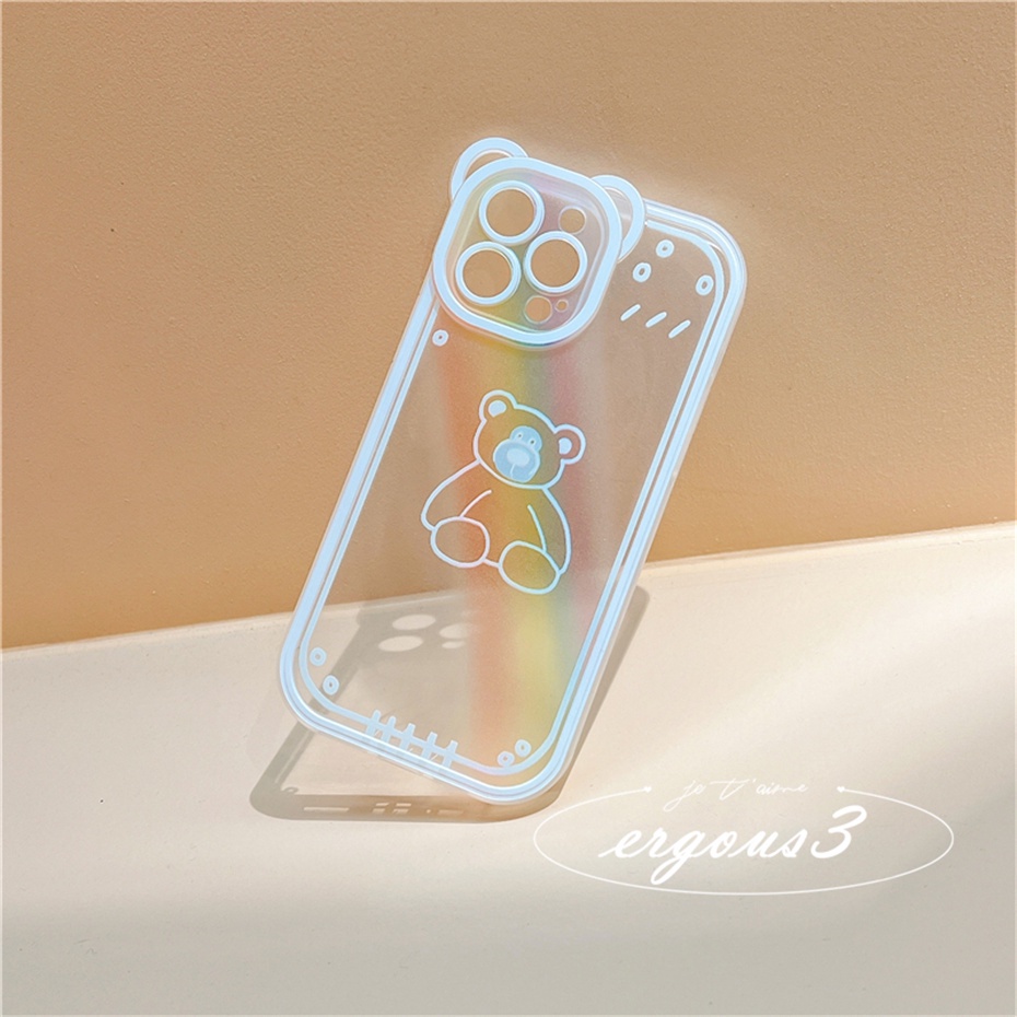 Ốp Điện Thoại Mềm Trong Suốt Họa Tiết Gấu Cầu Vồng Cho iPhone 14 13 12 11 Pro Max SE2020 X XR Xs Max 7 8 6 6s Plus