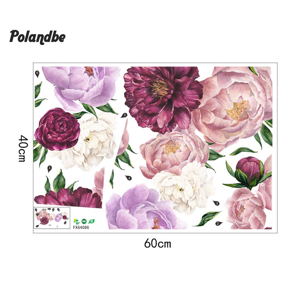 ●PO Removable Peony Flower Wall Sticker Living Room Wallpaper Decal Home Art Decor