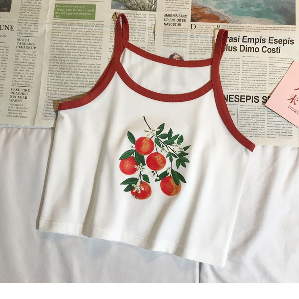 Áo Lửng Hai Dây In Họa Tiết Trái Đào Thời Trang Mùa Hè Cho Nữ | BigBuy360 - bigbuy360.vn