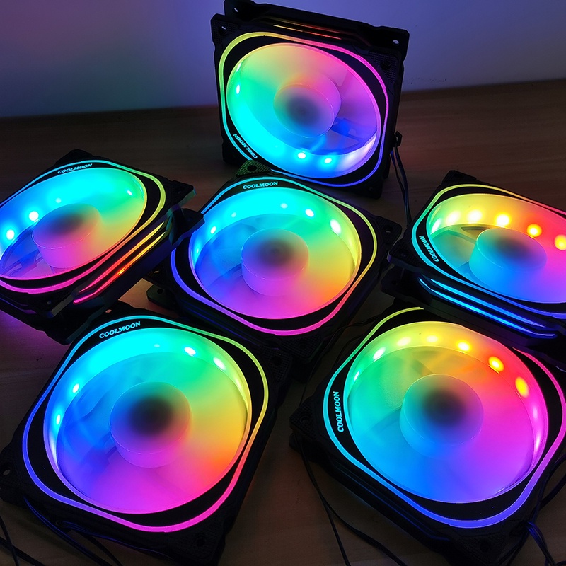 [ FAN LẺ ] Quạt Tản Nhiệt RGB, Fan Case Coolmoon V2, V4, Y1, U1, U2, M1, D1, D2, AS2 - Fan Case 12cm Kèm Ốc