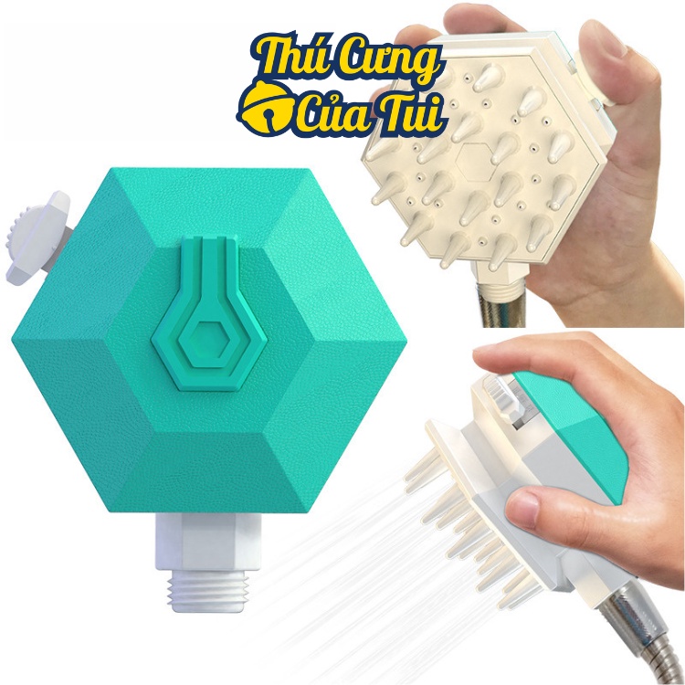 Bàn chải tắm massage cho thú cưng chó mèo gắn vòi nước 2in1 - Thú Cưng Của Tui