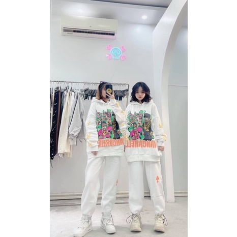 Bộ hoodie hình+quần bom trắng TT11