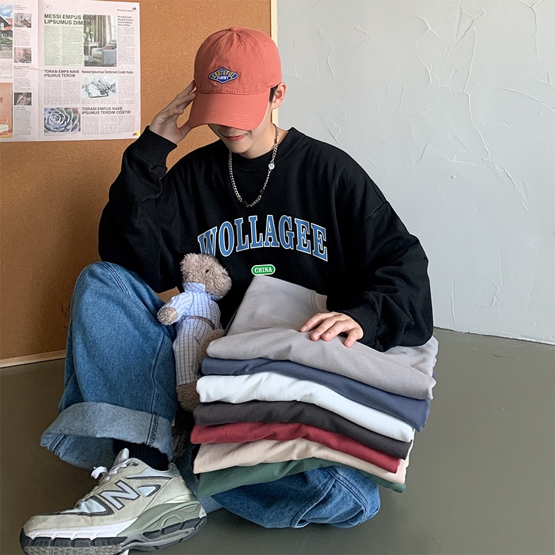Áo sweater IFNICEFUTURE dáng rộng cổ tròn dài tay linh hoạt ngày thường phong cách mùa thu Hong Kong