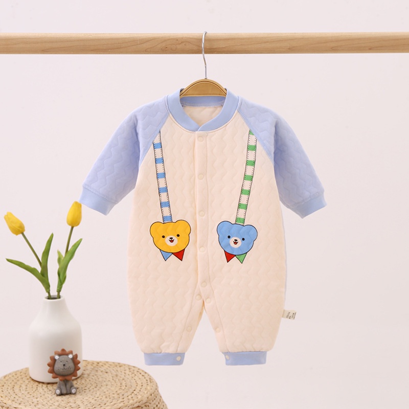 Body dài tay trần bông Áo liền quần cho trẻ sơ sinh 3-12 tháng SLTB10