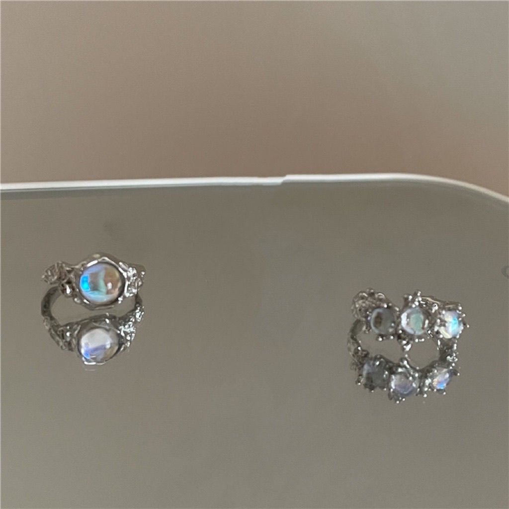 Nhẫn Hở Đính Đá Opal Kim Cương Ngôi Sao Ngọt Ngào Và Mát Mẻ Dạng Hở Dễ Điều Chỉnh