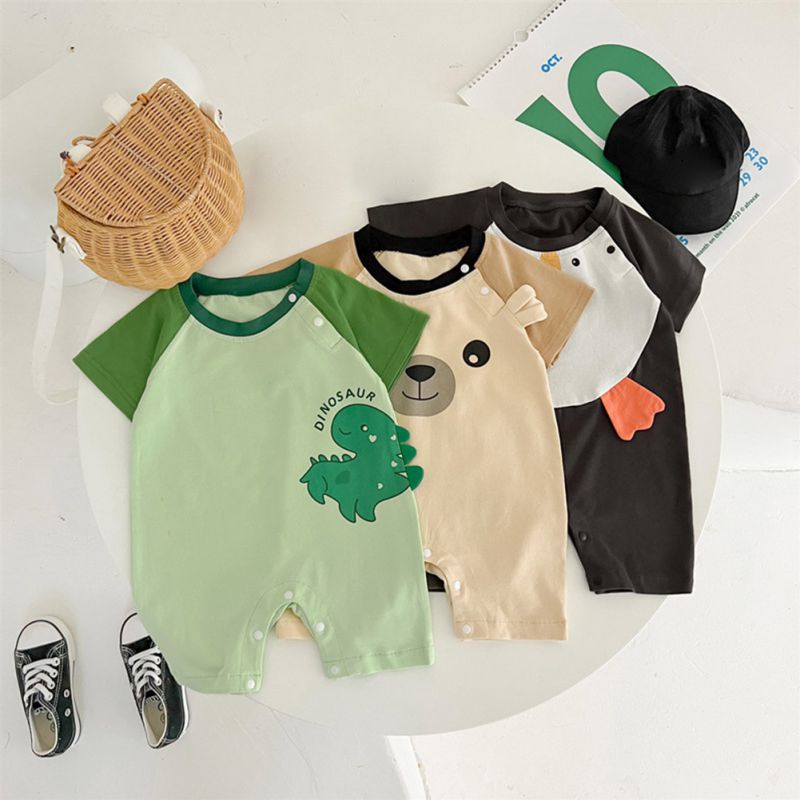 Bộ Áo Liền Quần Hình Khủng Long Hoạt Hình Dễ Thương Cho Bé