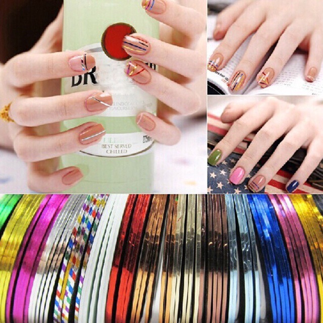 Sợi decal dán móng nghệ thuật 30 màu lấp lánh nhũ đẹp nail art