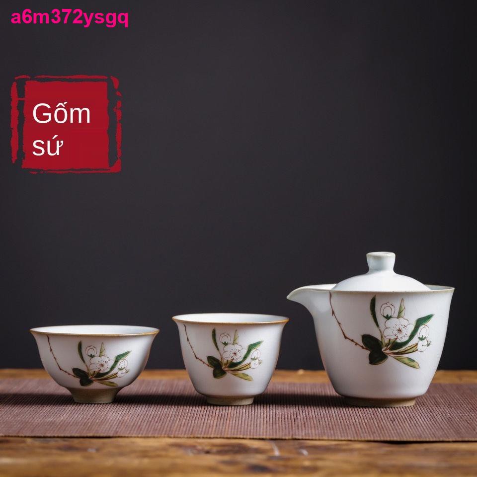 Ru Kiln Cup One Pot Two Mở tách Trà Ấm Văn phòng Nội vụ Bộ Kung Fu Túi du lịch xách tay