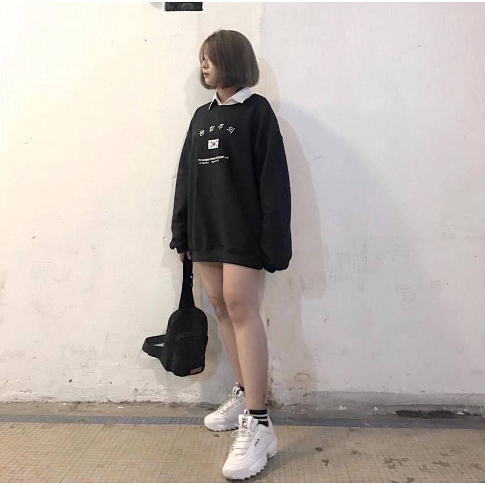 Áo Sweater Cờ Hàn KOREAN ĐEN UNISEX | BigBuy360 - bigbuy360.vn