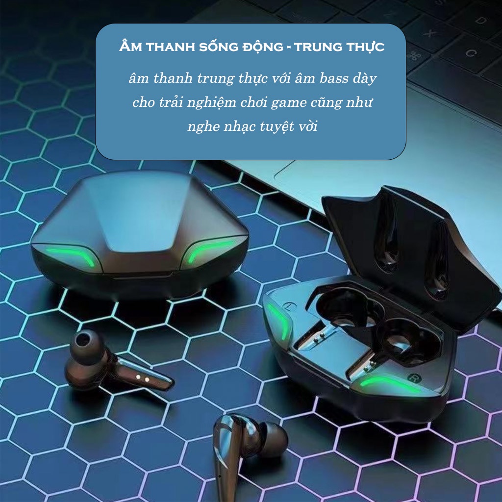 Tai Nghe Gaming AproTws Bluetooth 5.0, Không Dây Có Mic Với Độ Trễ Thấp - Chính Hãng Bluetech