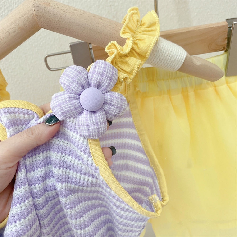 [Babycat] Hàng Có Sẵn Áo Hai Dây Sát Nách Mùa Hè In Hoa Nhỏ Thoải Mái Phong Cách Nhật Hàn Dễ Thương Thời Trang Cho Bé Gái
