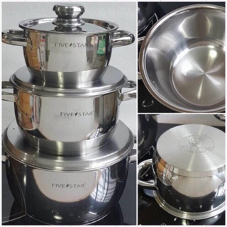 Bộ 3 nồi inox fivestar nắp inox