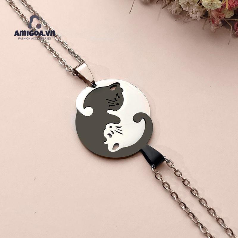 Vòng cổ Mặt Hình Mèo Bằng Thép Không Gỉ Thời Trang