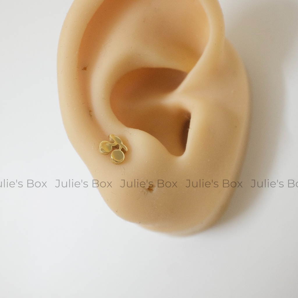 [1 Chiếc] Khuyên Tai Titan Unisex Cherry Màu Vàng Đuôi Bi Không Gỉ Sét Không Ngứa Bông Tai Julies Box 66