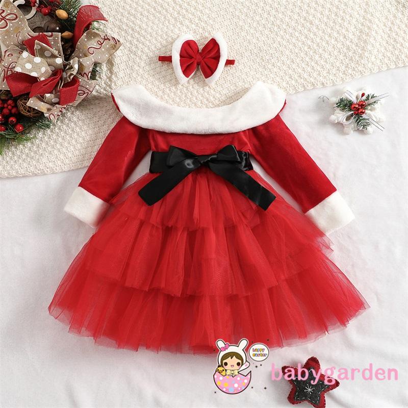 Set Đầm Xoè + Băng Đô Phong Cách Giáng Sinh Dễ Thương Cho Bé Gái 1-7 Tuổi