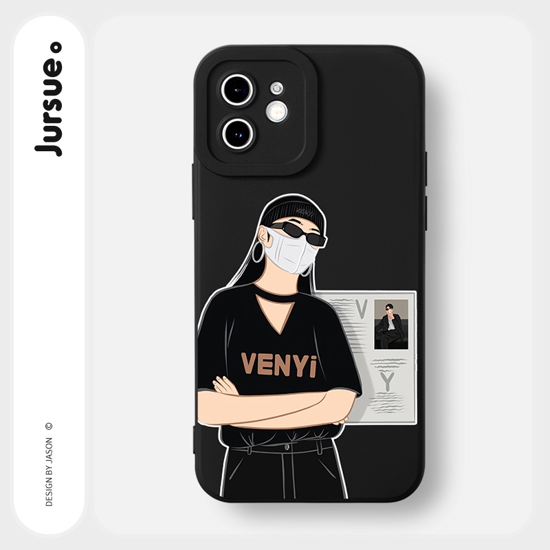 Ốp lưng JURSUE mềm hoạt hình cặp đôi dễ thương đẹp Cho iPhone 14 13 12 11 Pro Max SE 2020 X XR XS 8 7 ip 6S 6 Plus Y2330