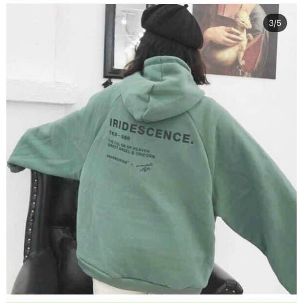 Áo nỉ hoodie kiểu phòng tay nỉ loại tốt in chữ iridescence | BigBuy360 - bigbuy360.vn